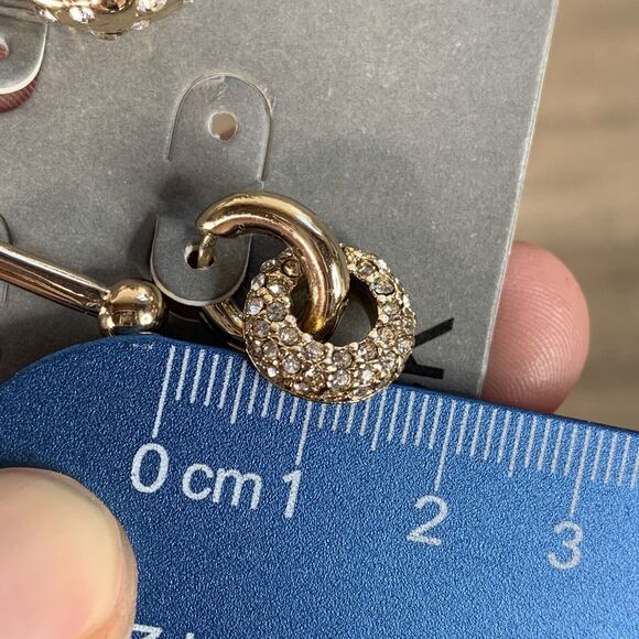 Nordstrom Rack Gold Tone Earrings Bar Rhinestone Huggie Link Drop - 4 pcs - Picture 8 of 10